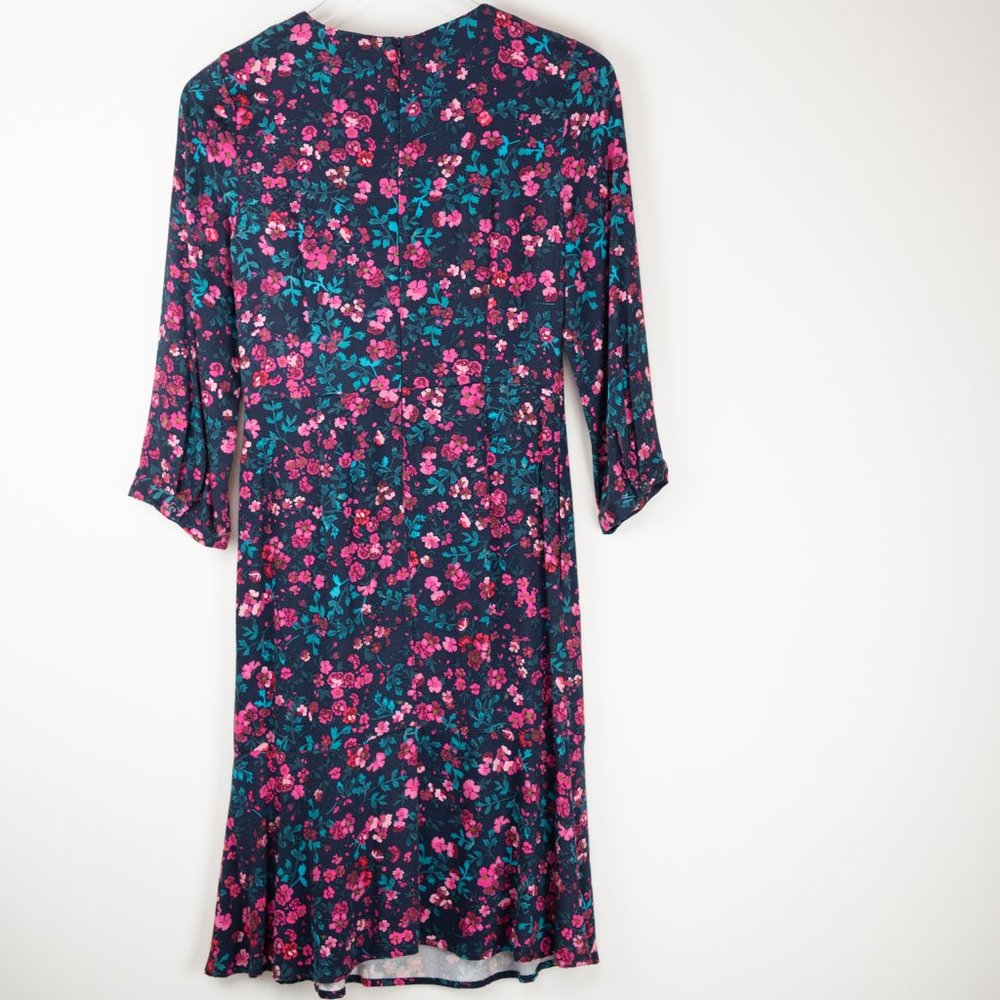 Joules "Roselda" Dress Fluted Quarter Sleeve Floral Midi Pink Blue Size 2 New - Picture 3 of 7